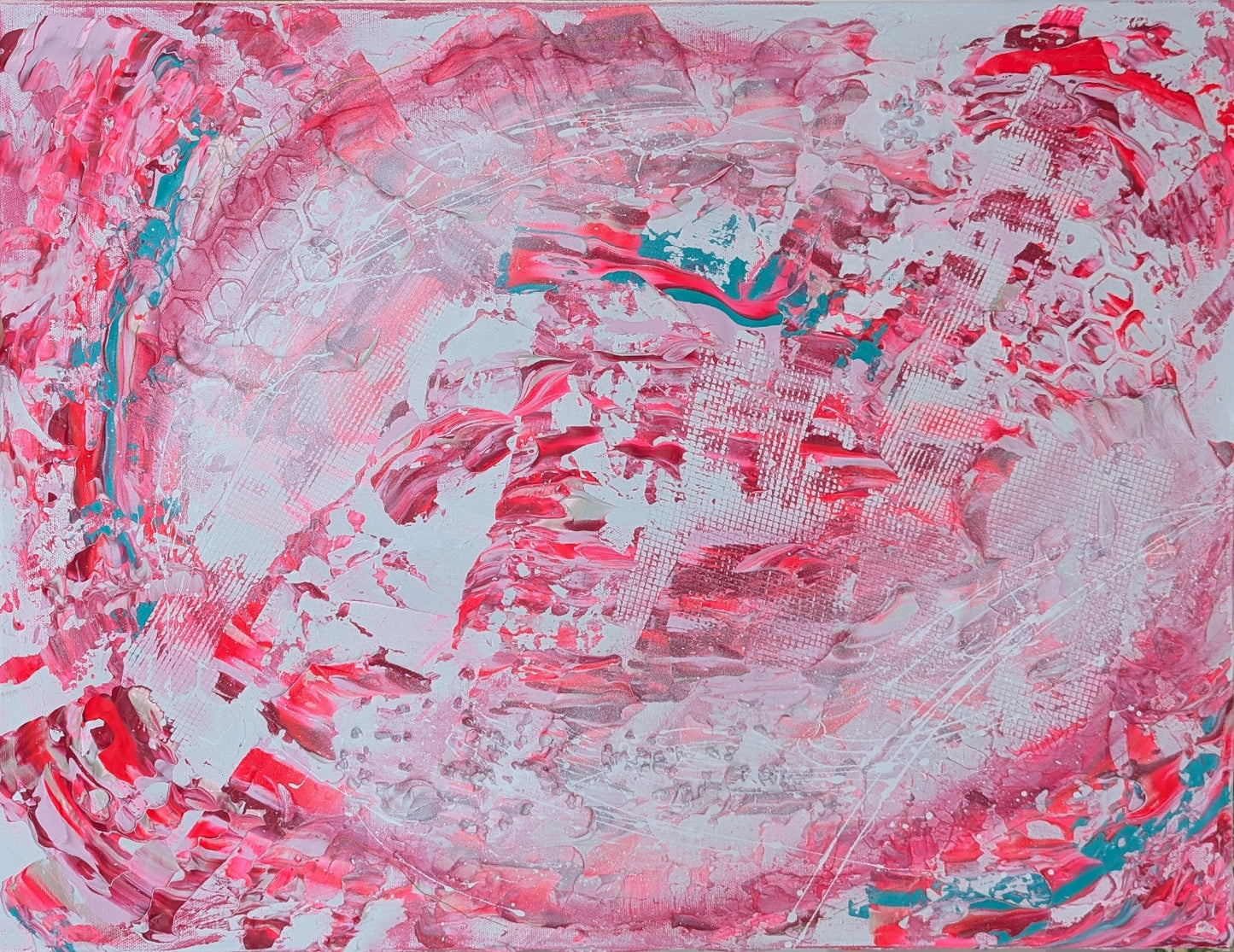 Toile abstraite ''Bonbon à la fraise''