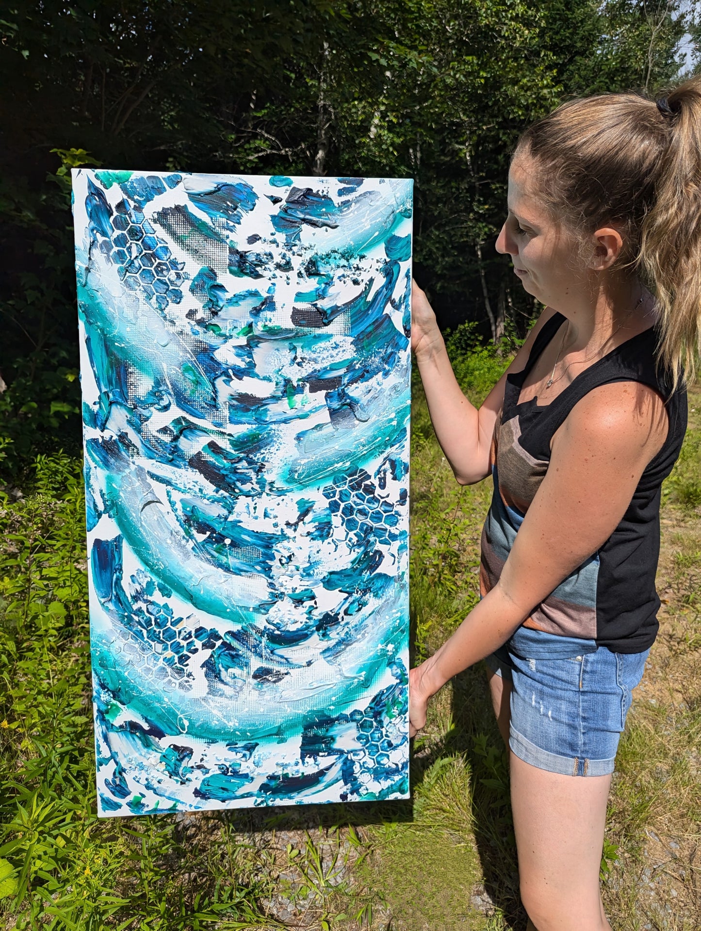 Toile abstraite ''Douce cascade''