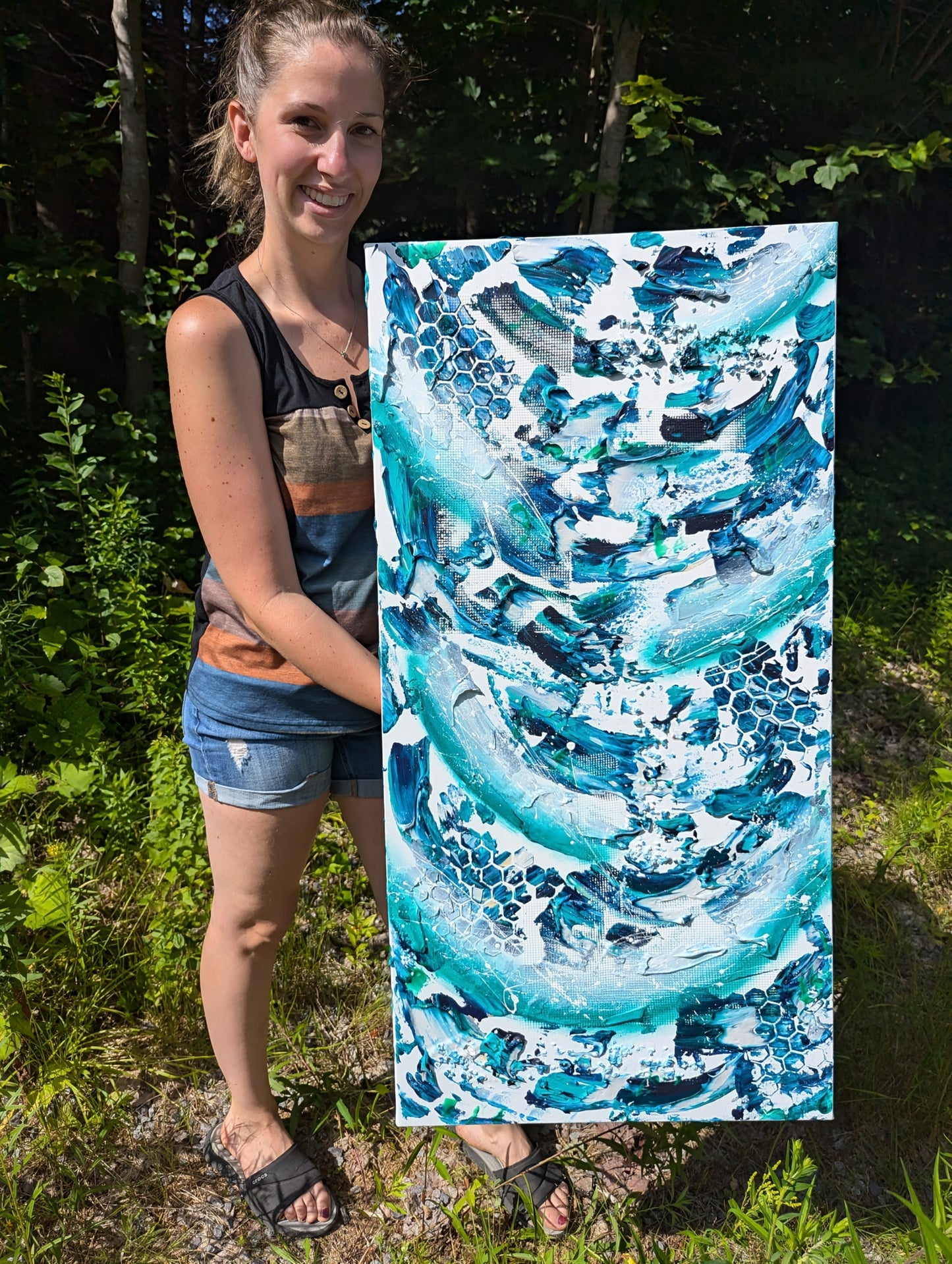 Toile abstraite ''Douce cascade''
