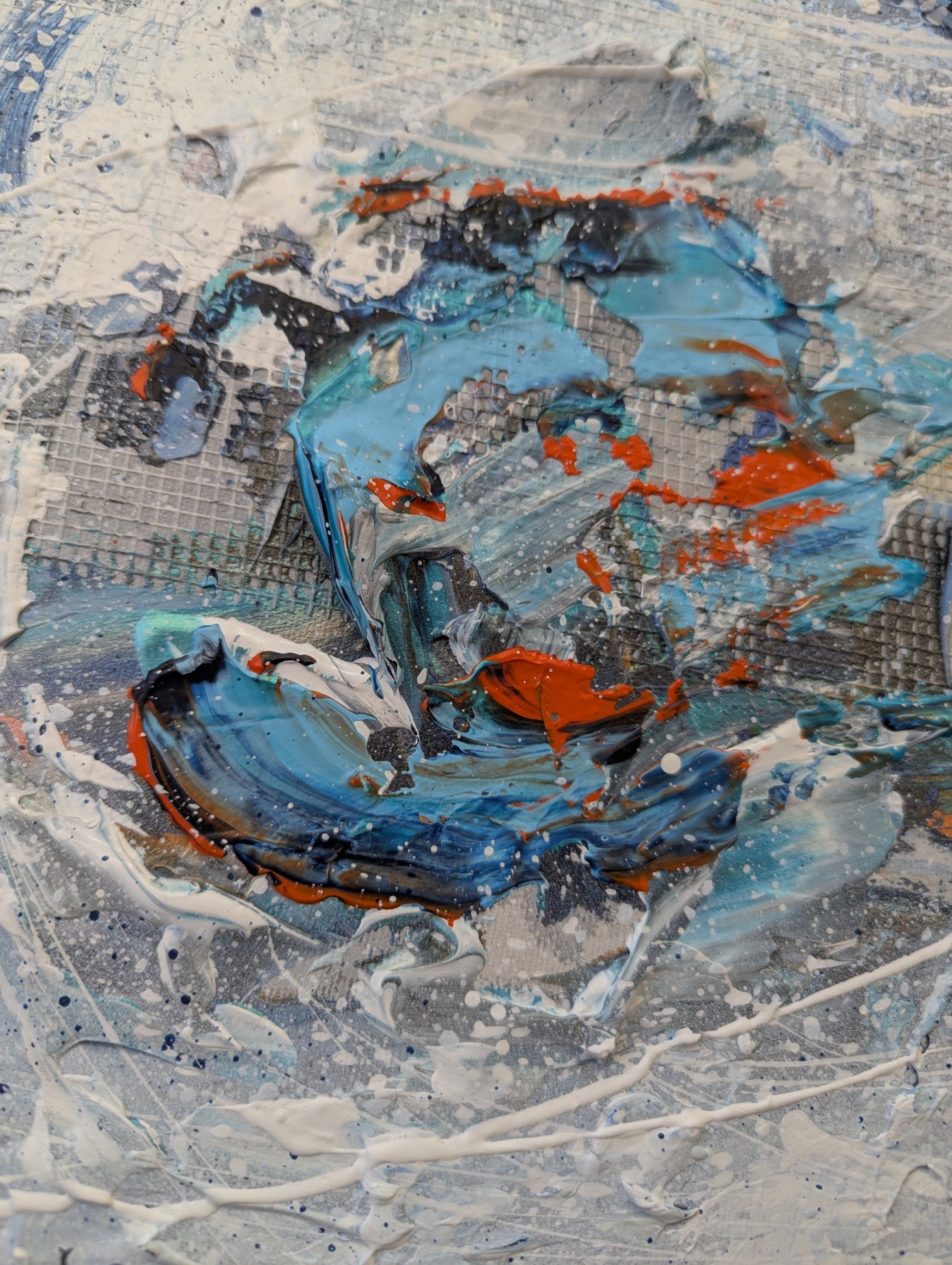Toile abstraite ''Accroche toi petit poisson''