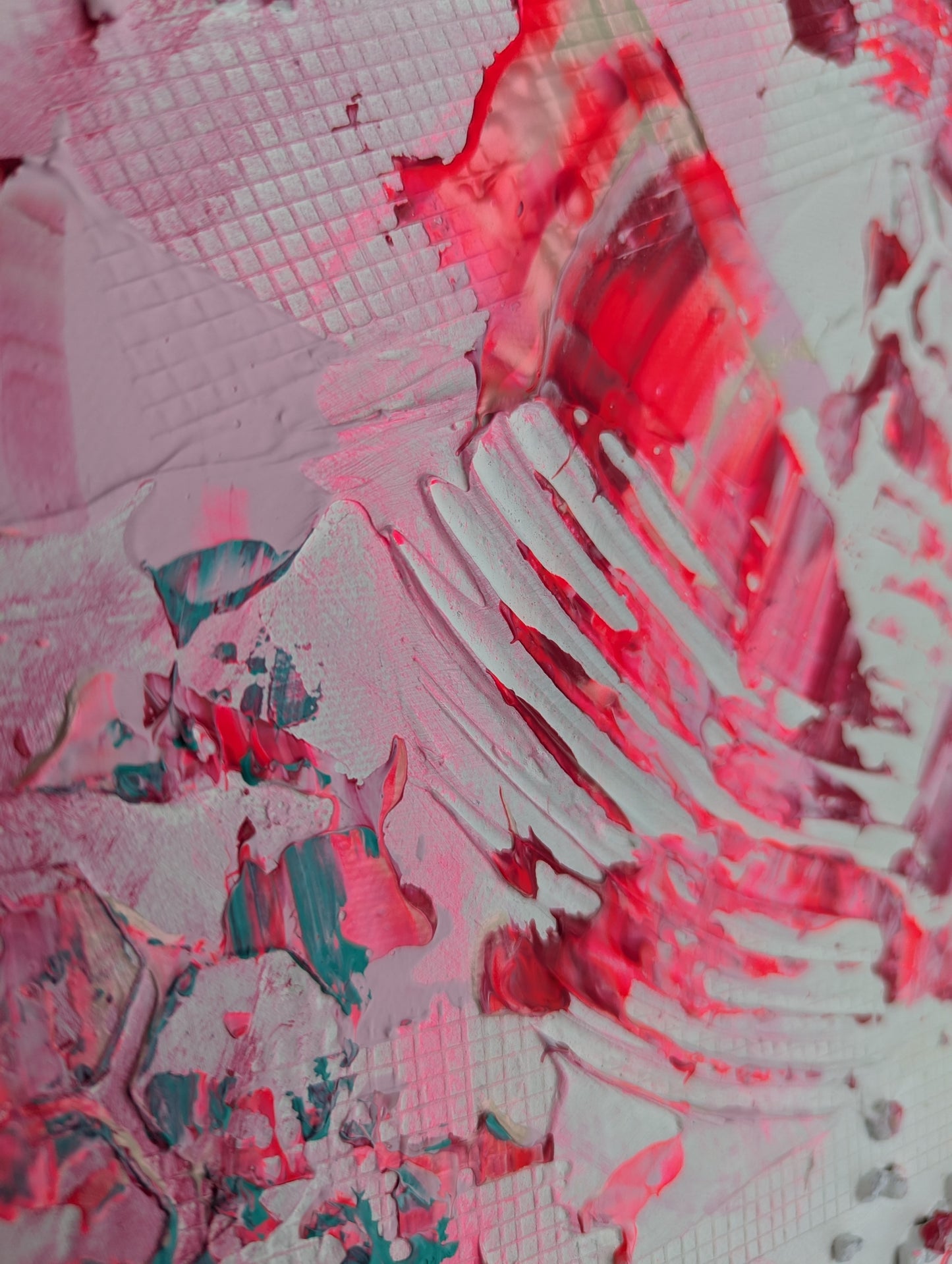 Toile abstraite ''Bonbon à la fraise''
