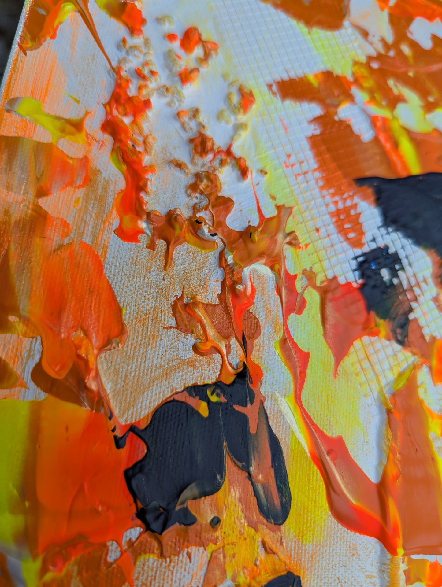 Toile abstraite ''Feu, feu joli feu''