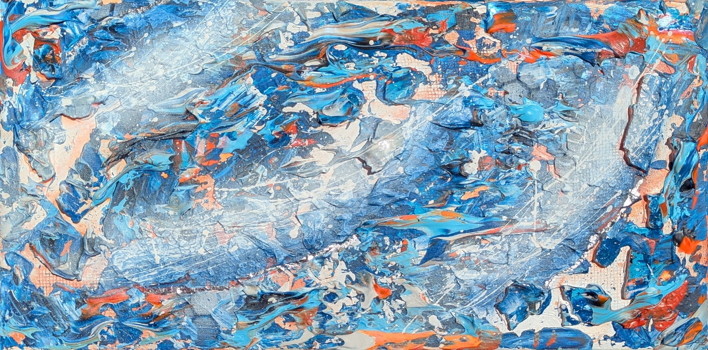Toile abstraite ''Nagez, nagez petits poissons''
