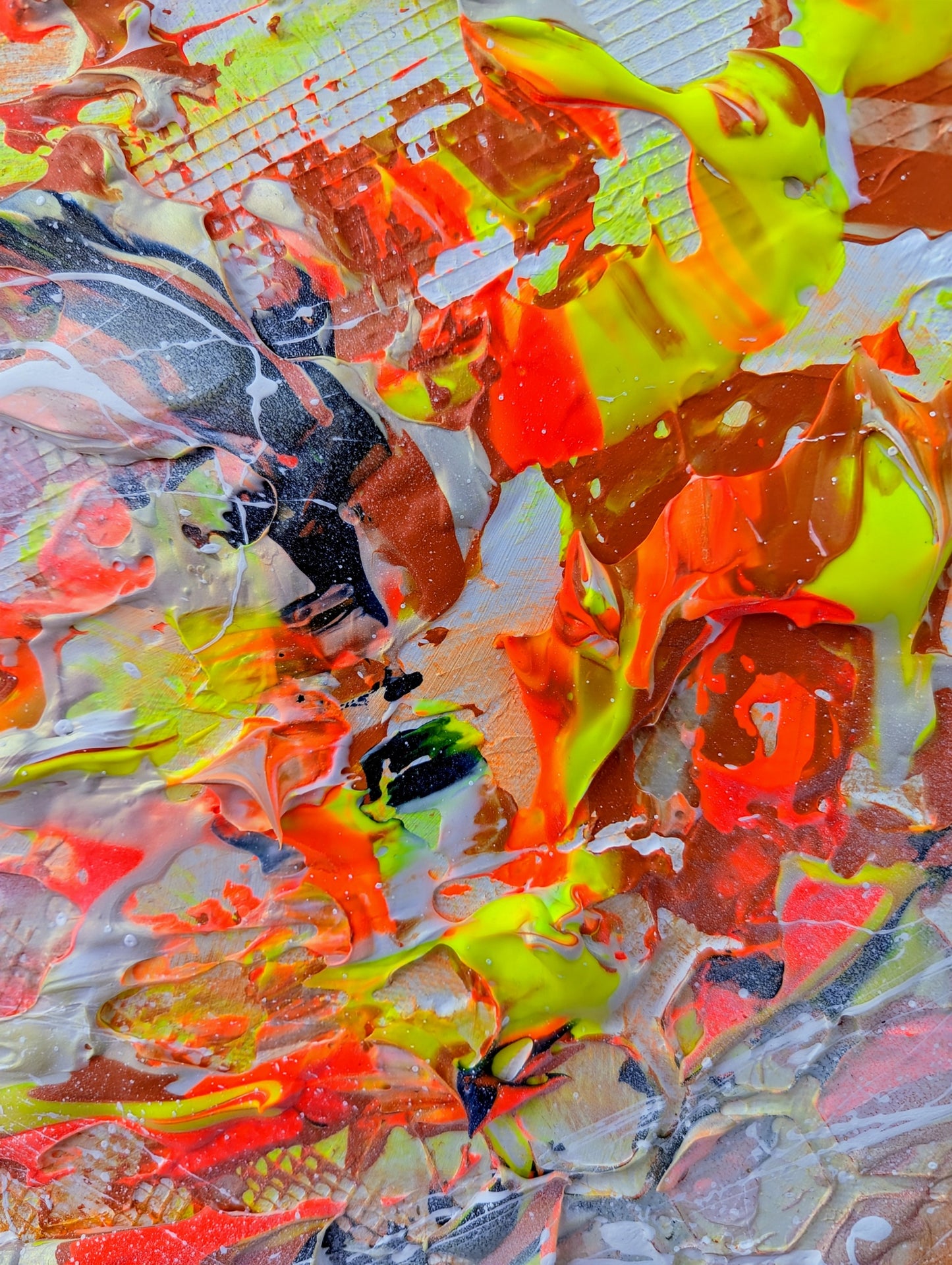 Toile abstraite ''Feu, feu joli feu''