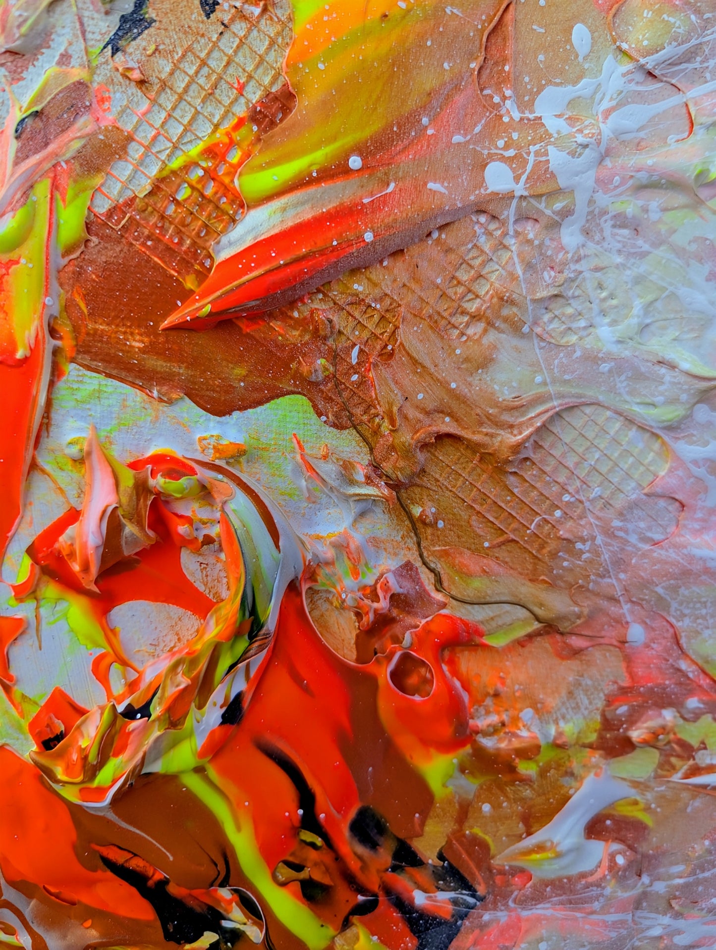 Toile abstraite ''Feu, feu joli feu''