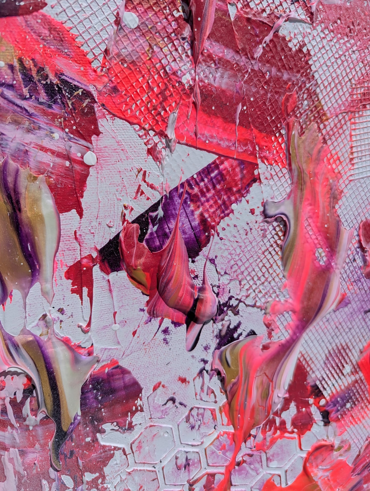 Toile abstraite ''Viens cueillir un iris avec moi''