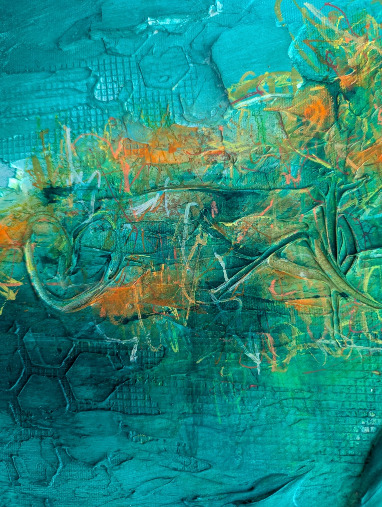 Toile abstraite ''Les nénuphars''