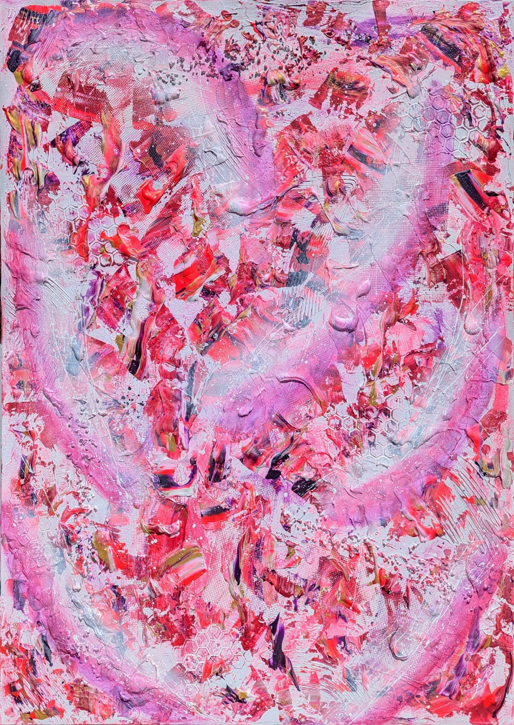 Toile abstraite ''Viens cueillir un iris avec moi''