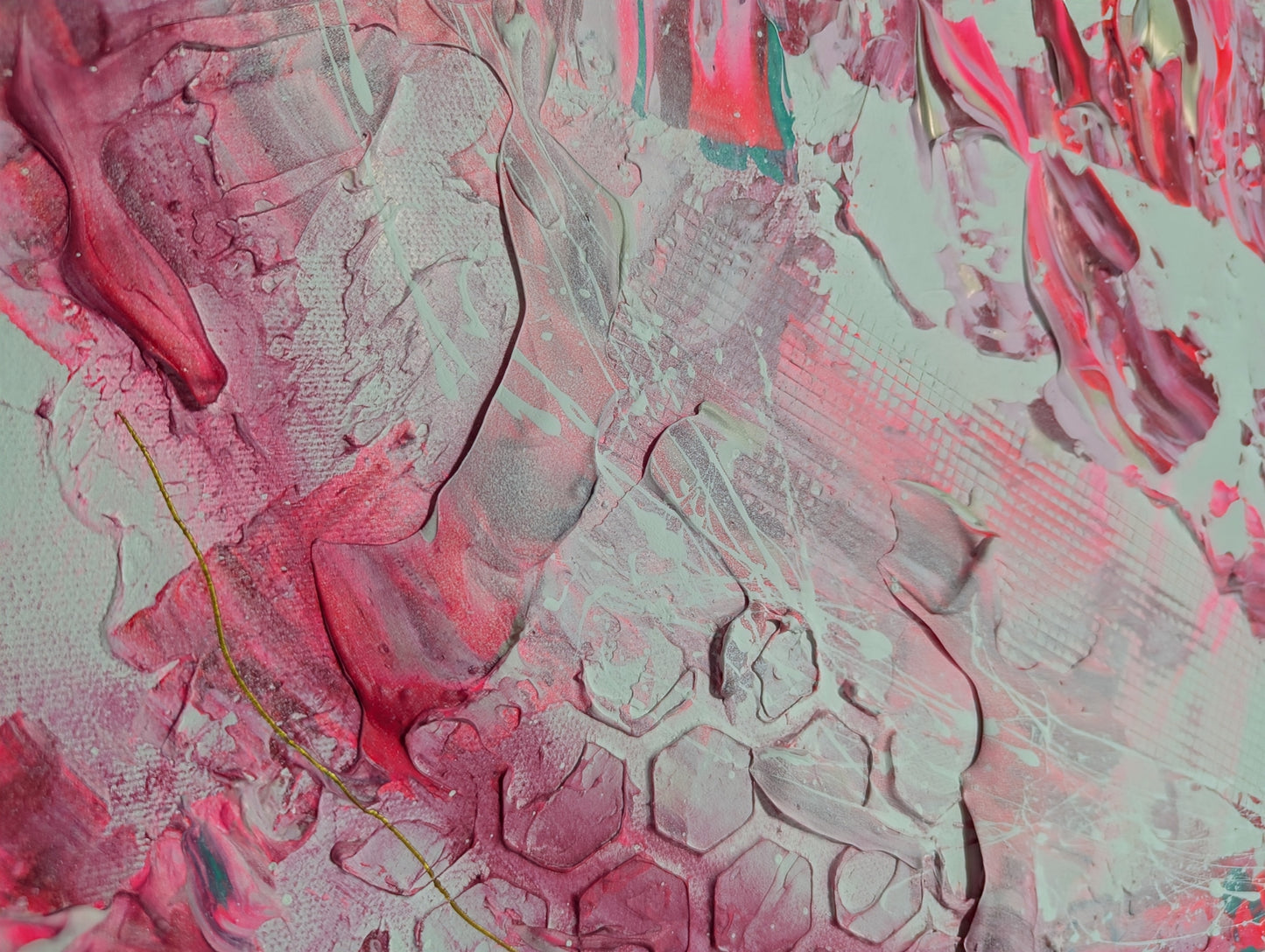 Toile abstraite ''Bonbon à la fraise''
