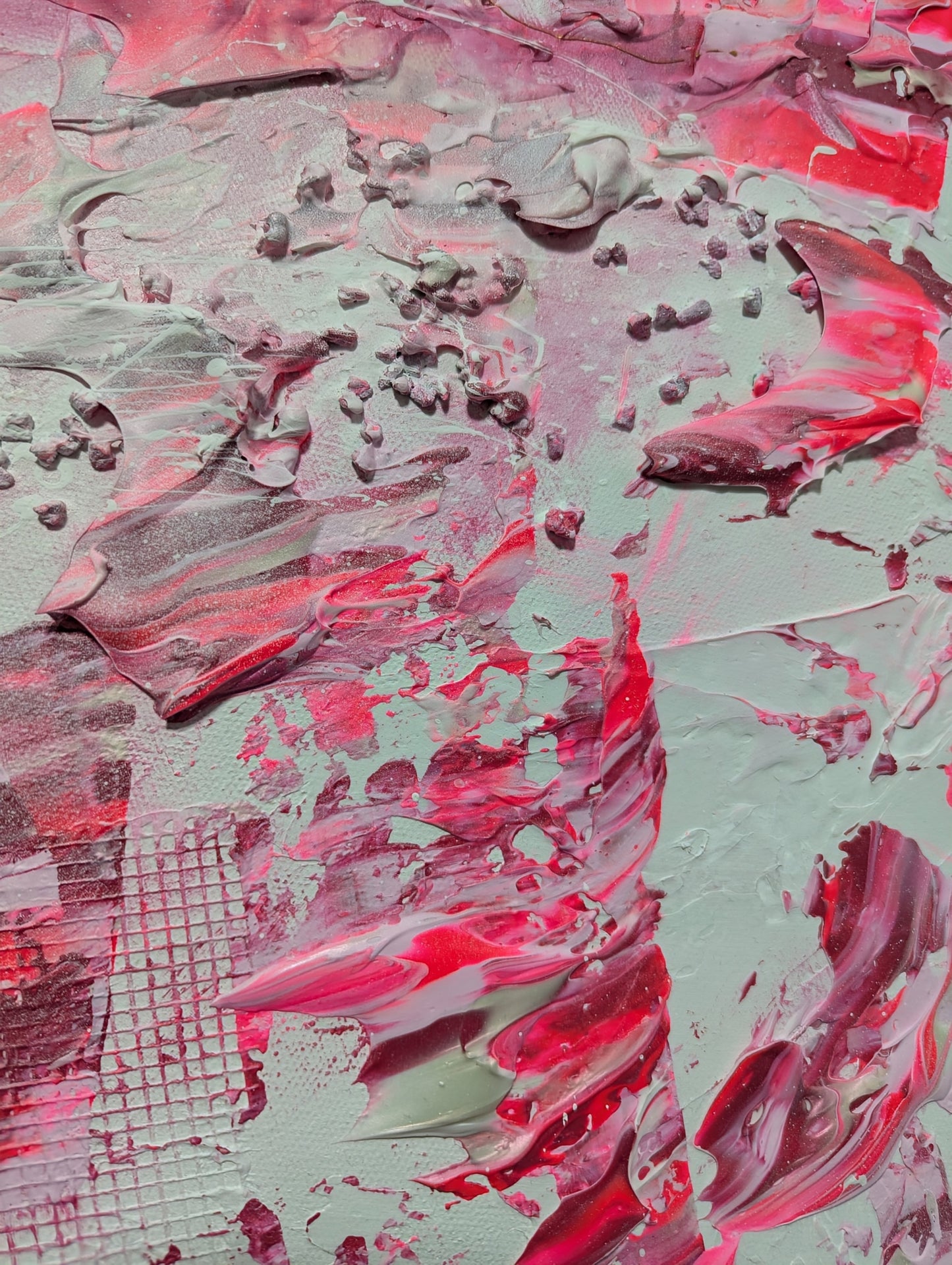 Toile abstraite ''Bonbon à la fraise''