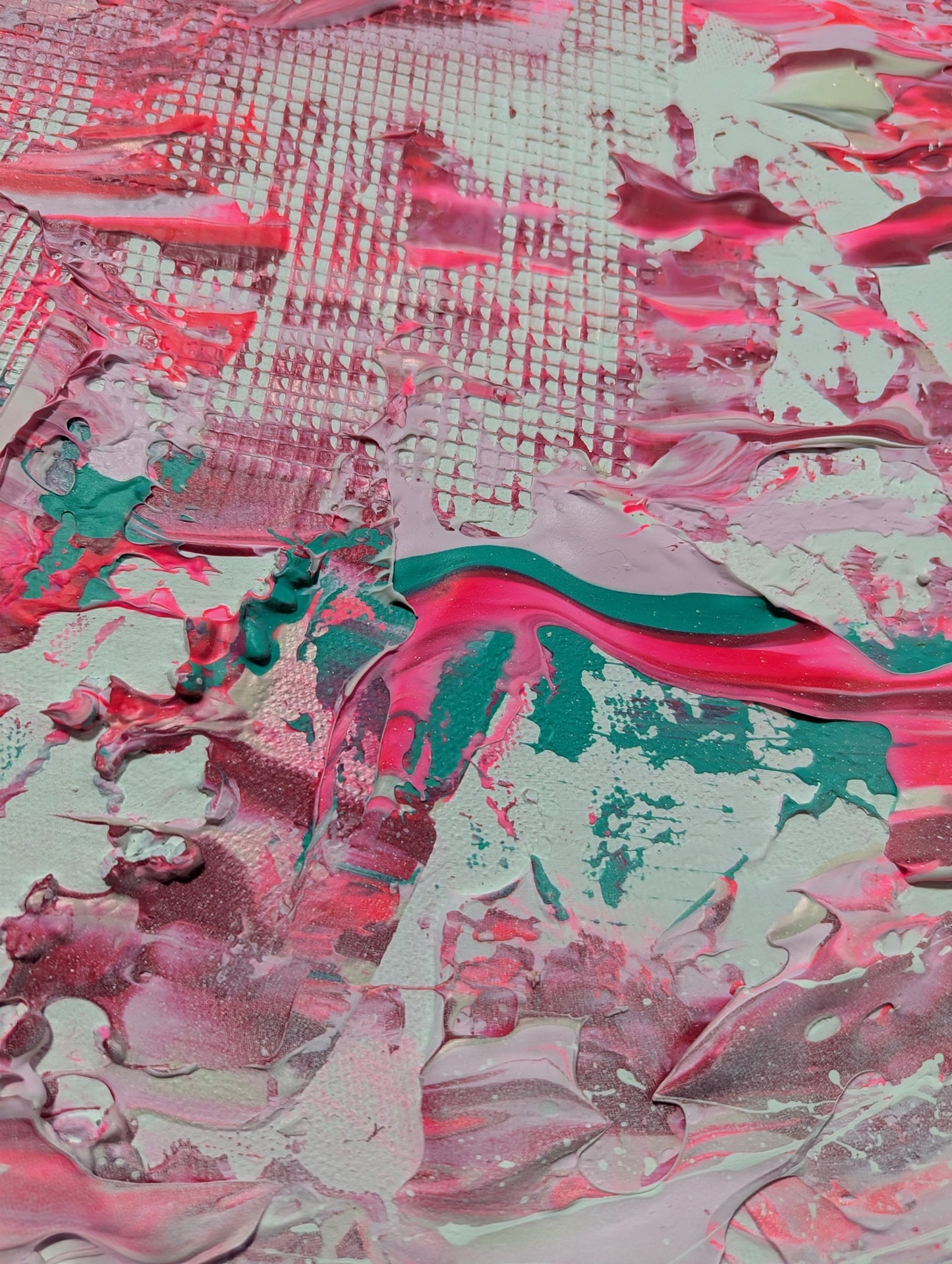 Toile abstraite ''Bonbon à la fraise''