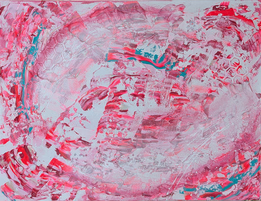 Toile abstraite ''Bonbon à la fraise''