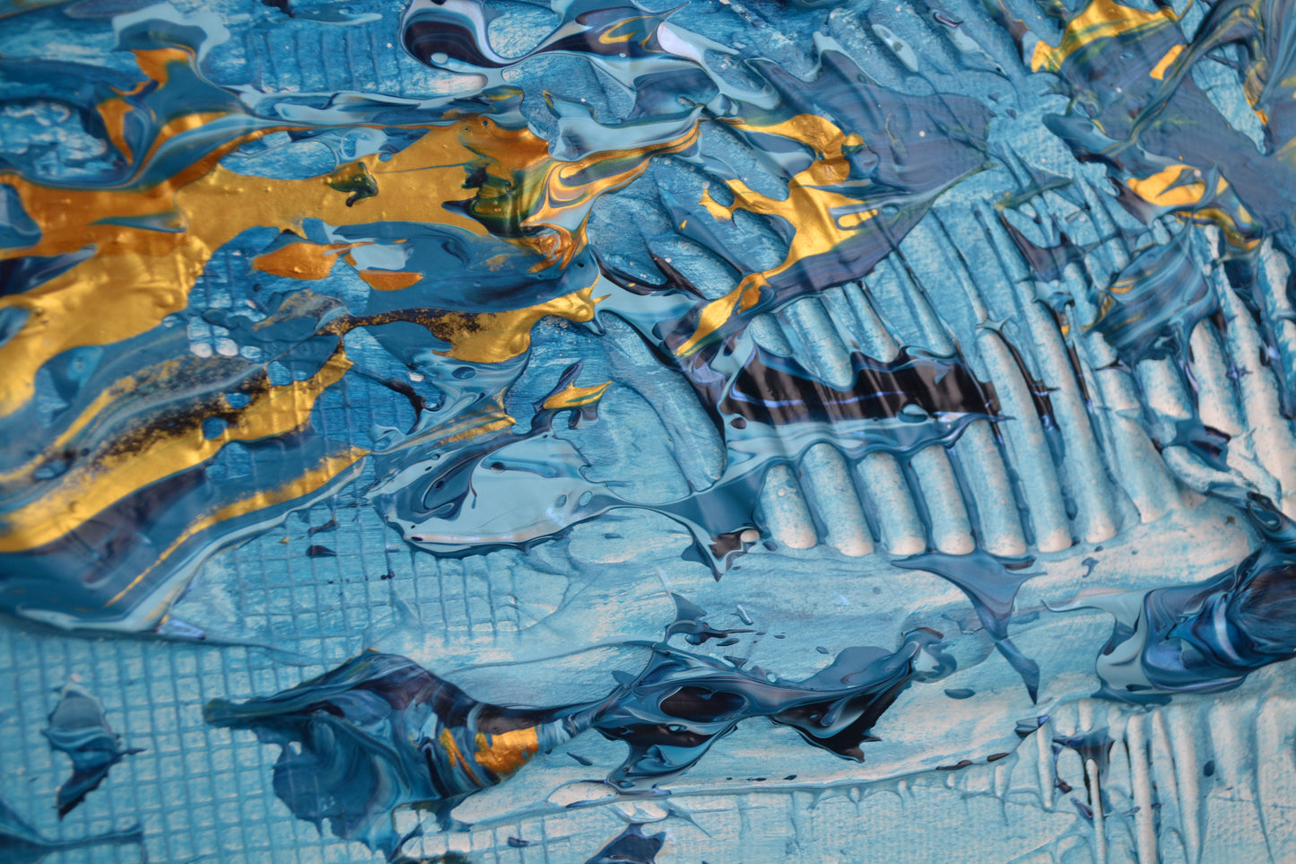 Toile abstraite ''Banc de poissons''