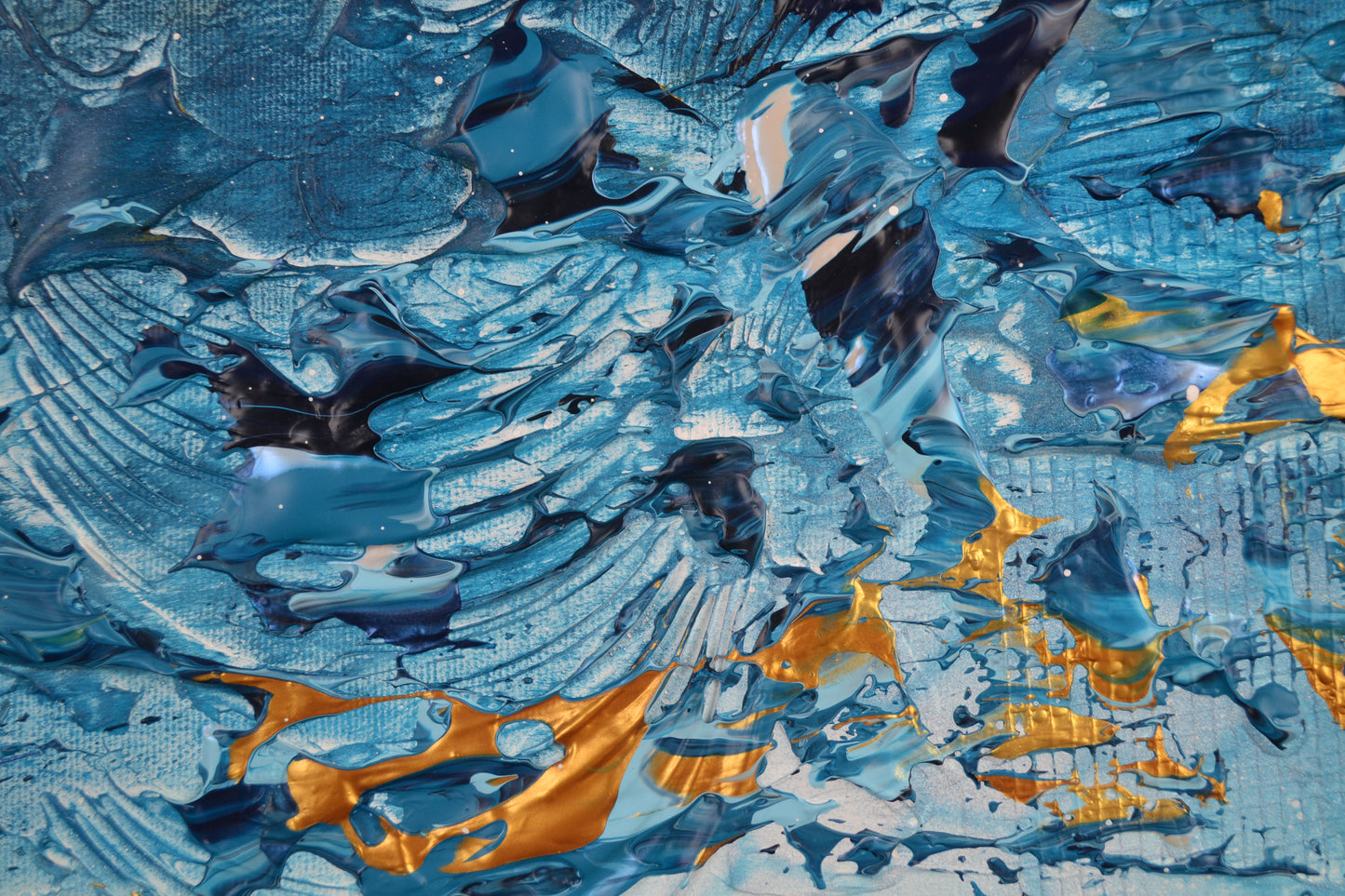 Toile abstraite ''Banc de poissons''