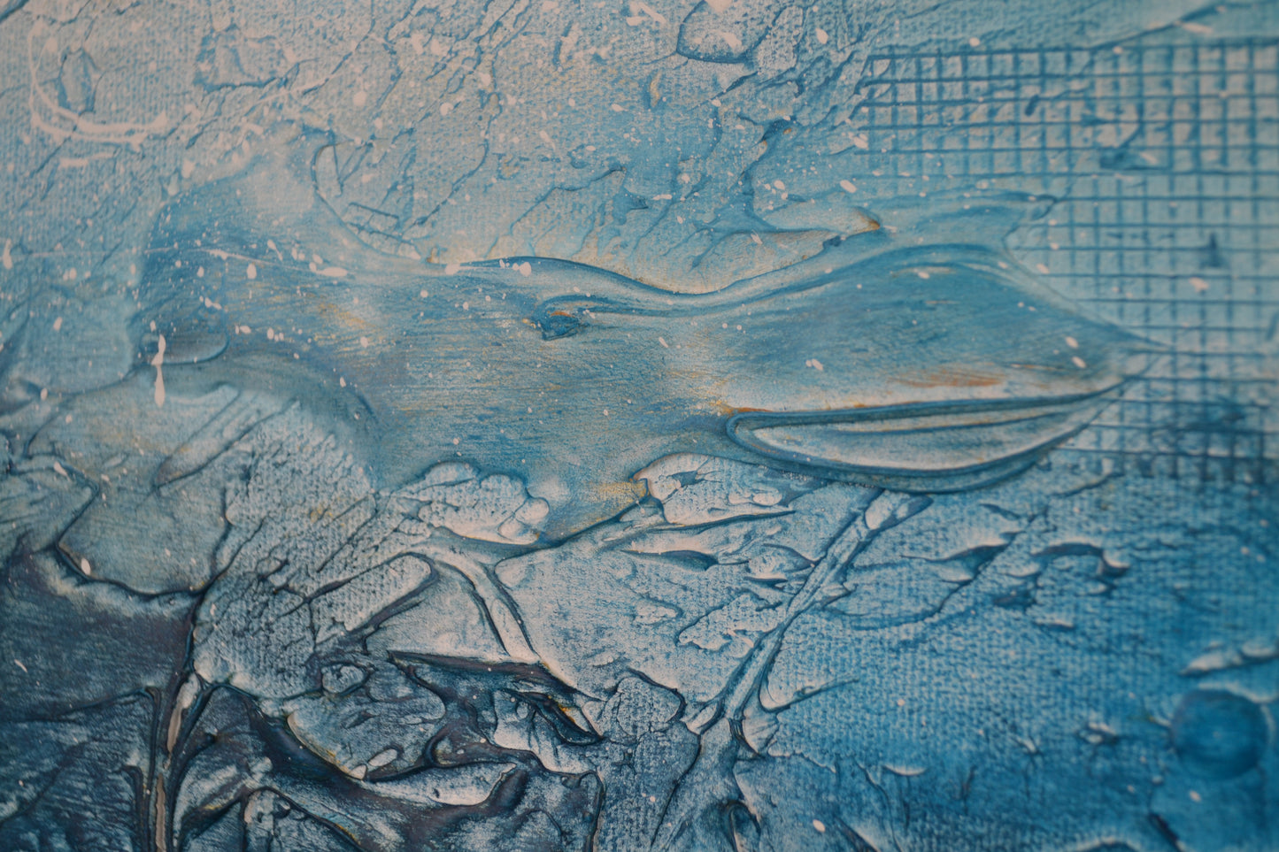 Toile abstraite ''Banc de poissons''