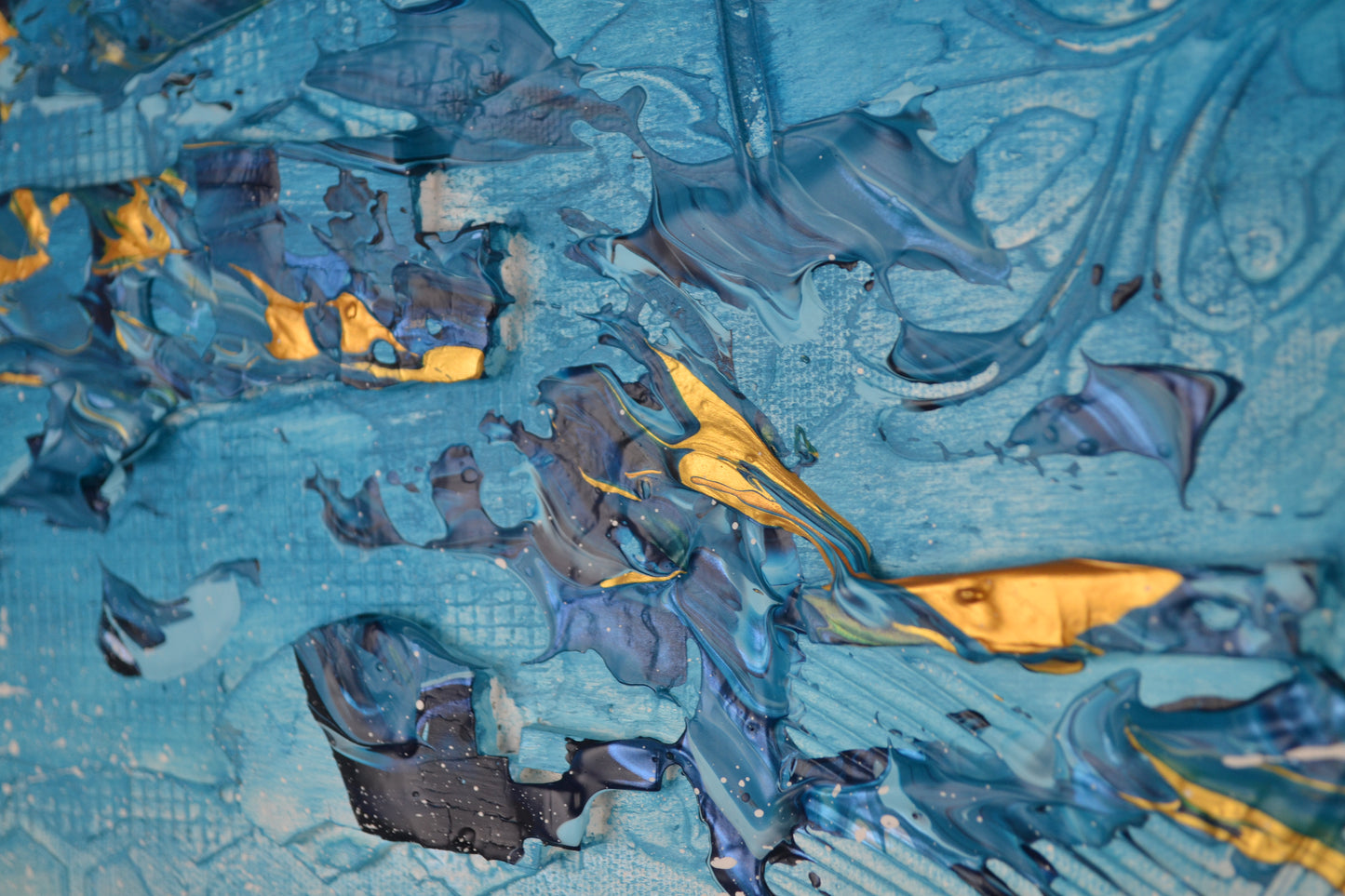 Toile abstraite ''Banc de poissons''