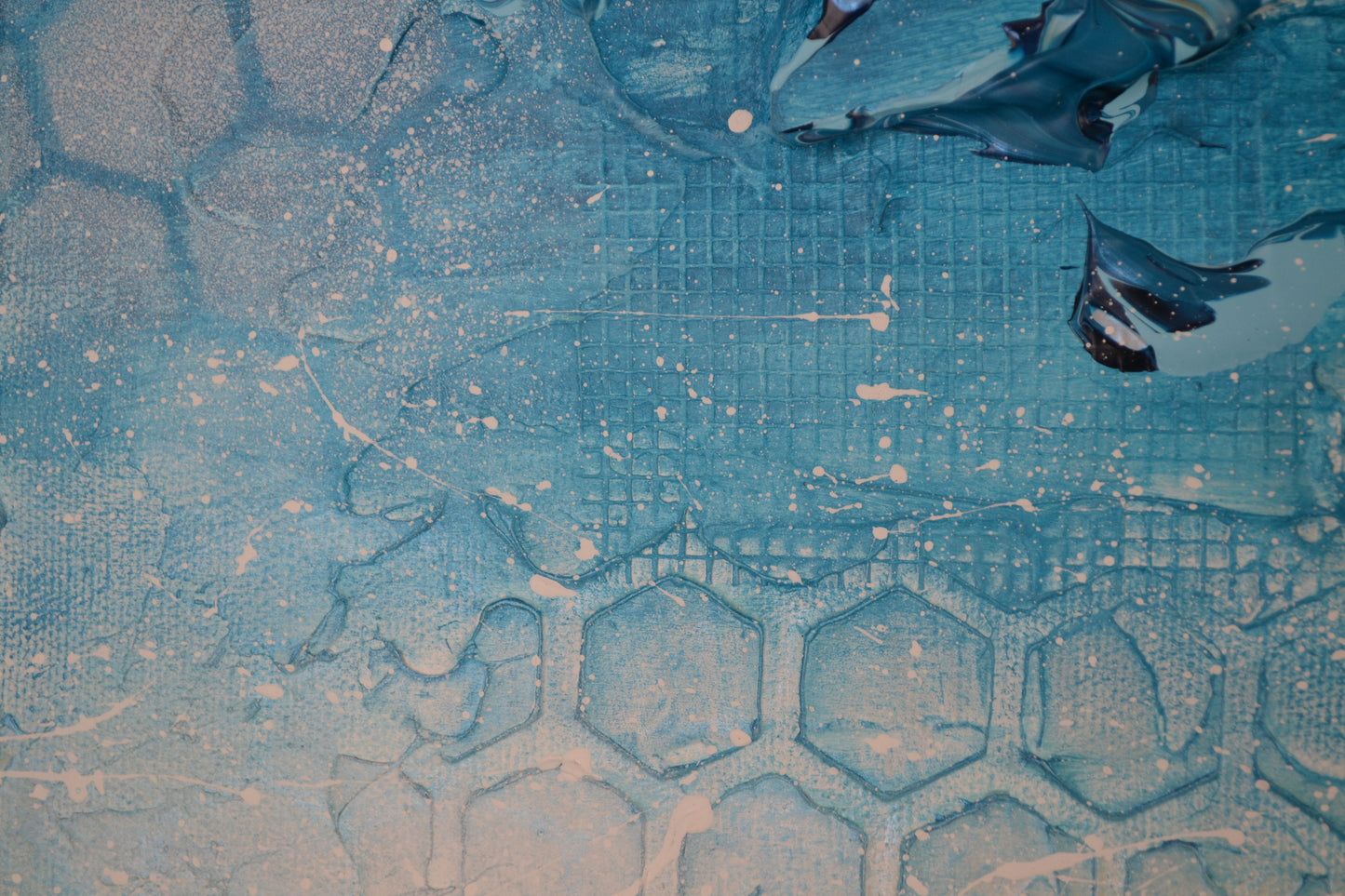 Toile abstraite ''Banc de poissons''