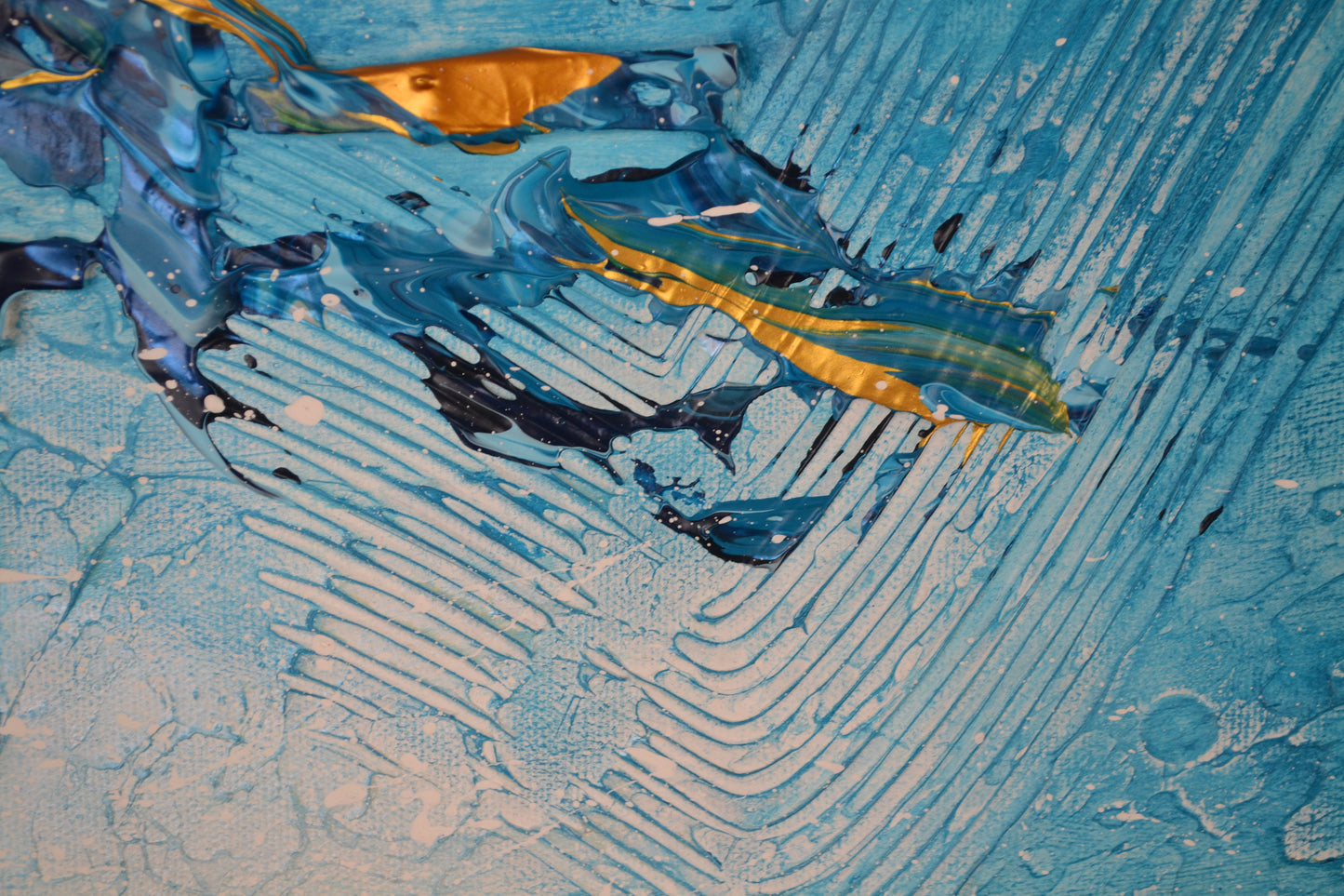 Toile abstraite ''Banc de poissons''