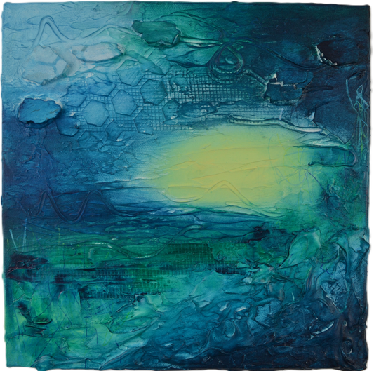 Toile abstraite ''Allons à l'étang !''