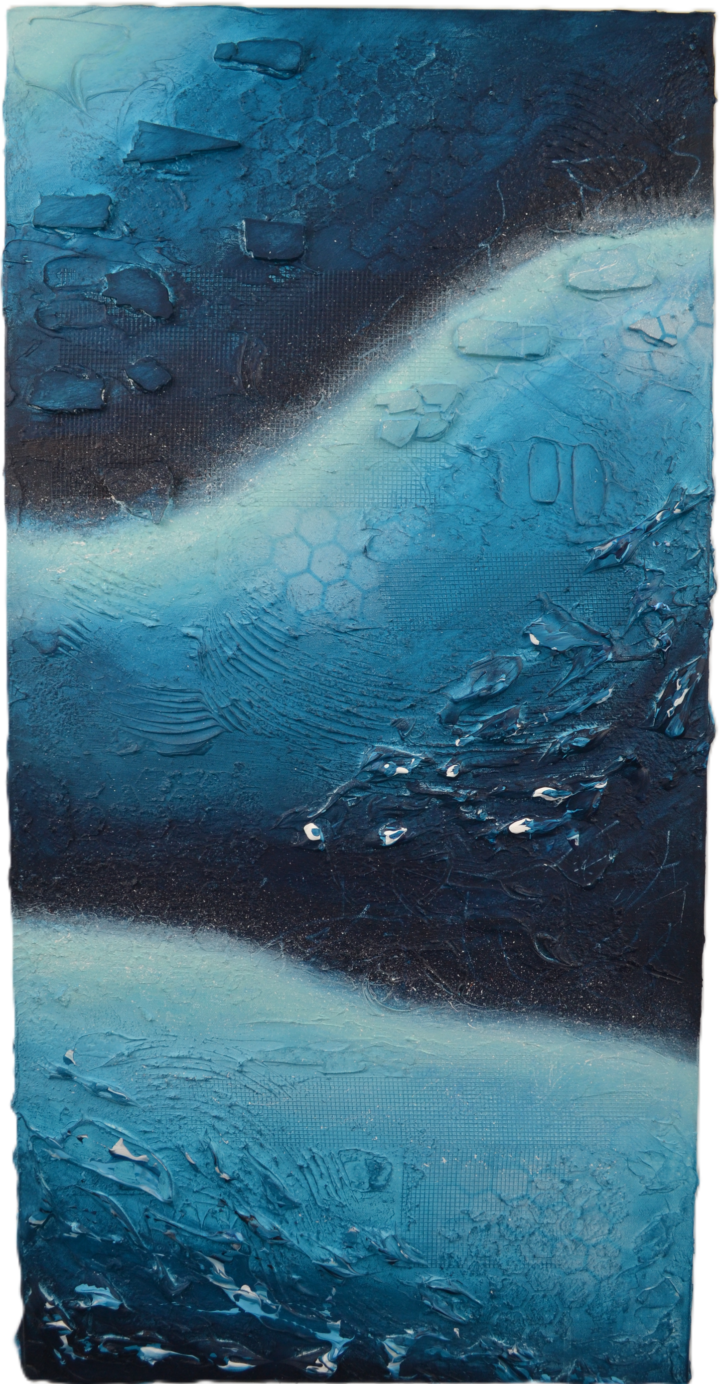 Toile abstraite ''Une lune sous l'eau, vraiment ?!''