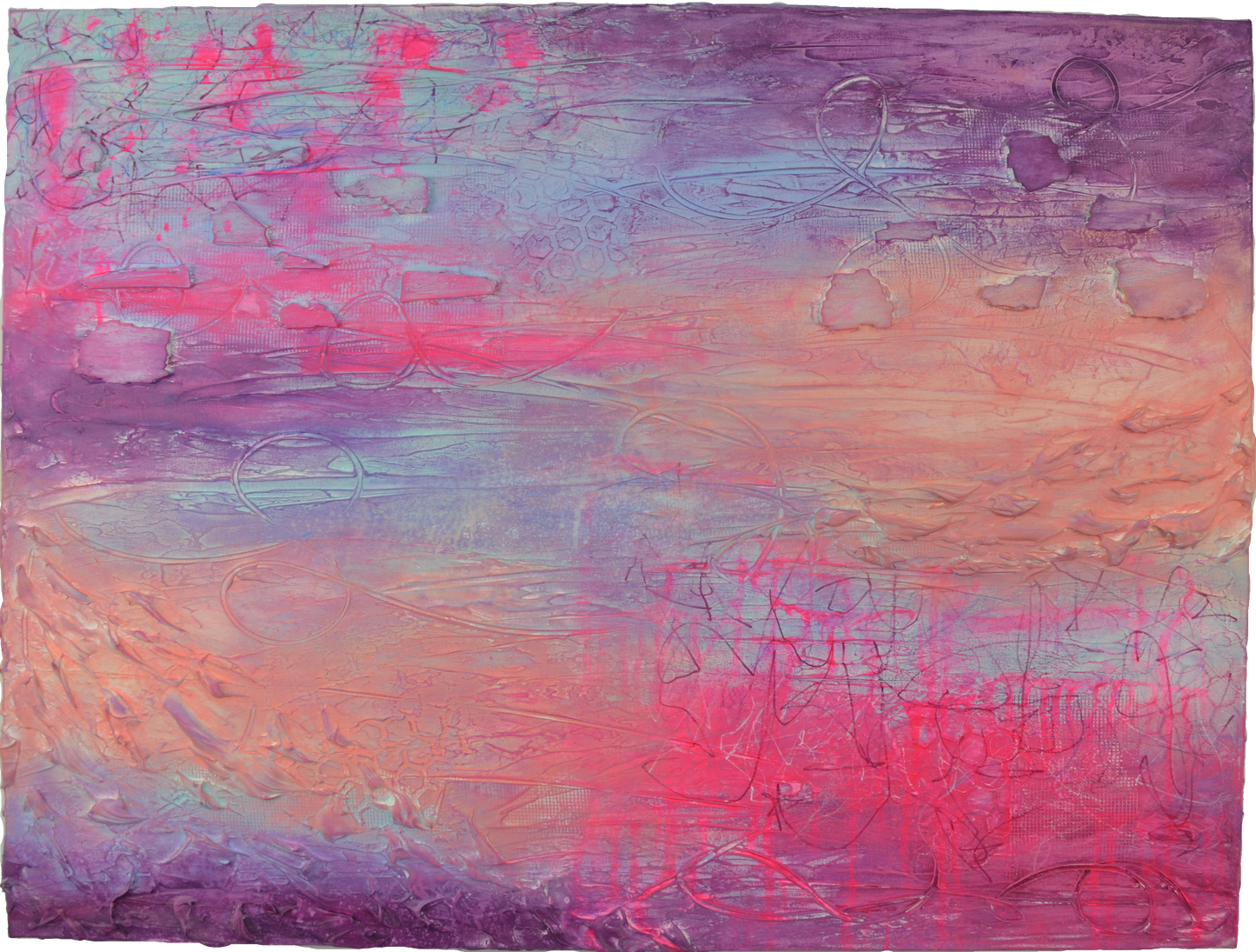 Toile abstraite ''Rose pêche''