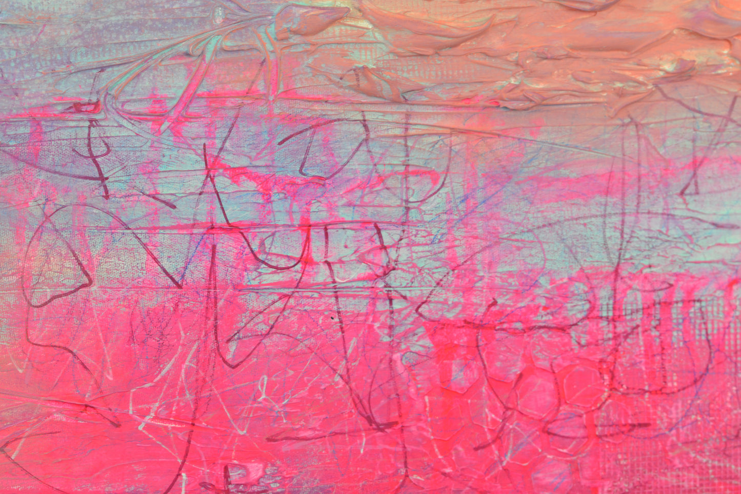 Toile abstraite ''Rose pêche''