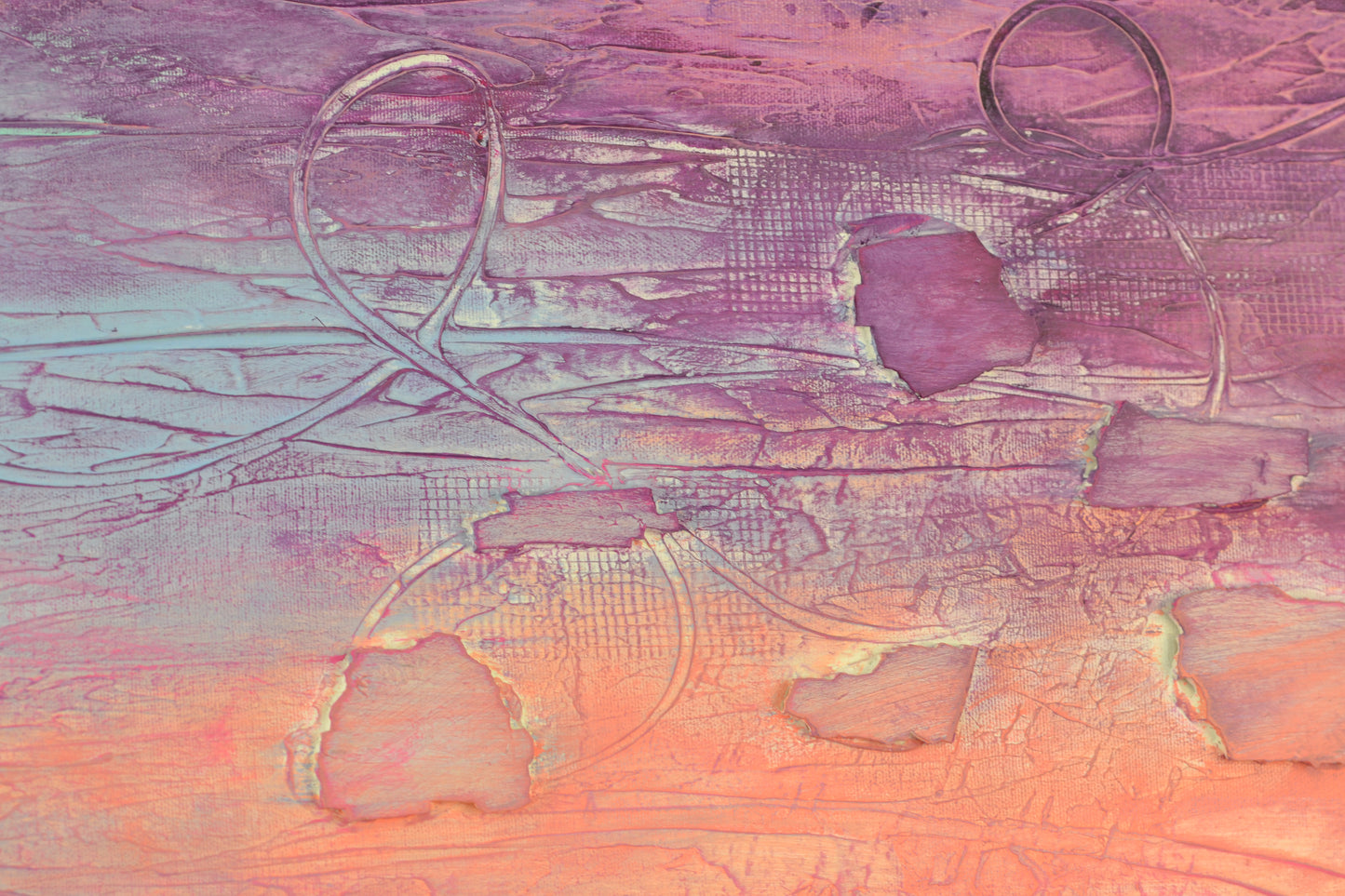 Toile abstraite ''Rose pêche''