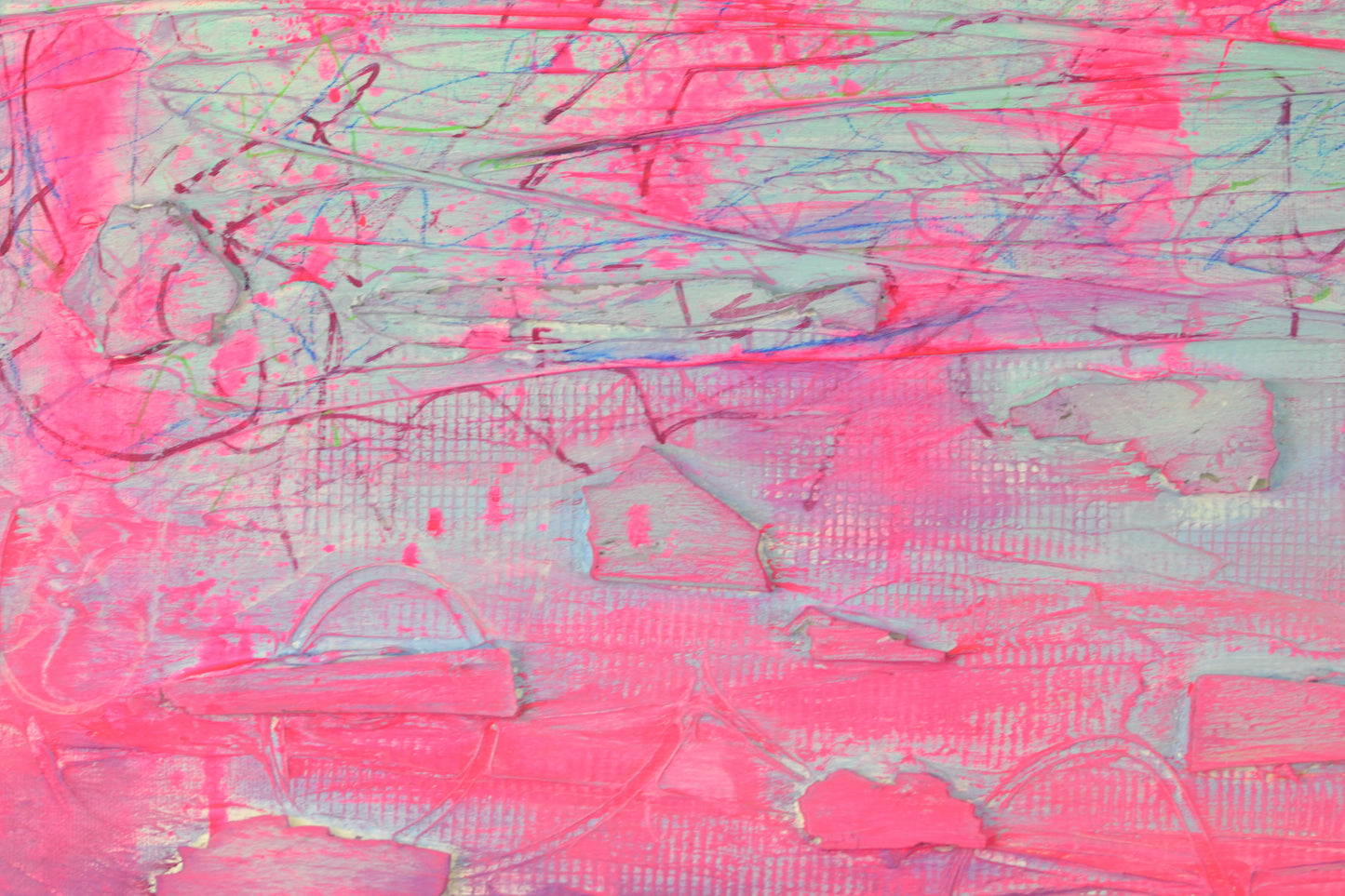 Toile abstraite ''Rose pêche''