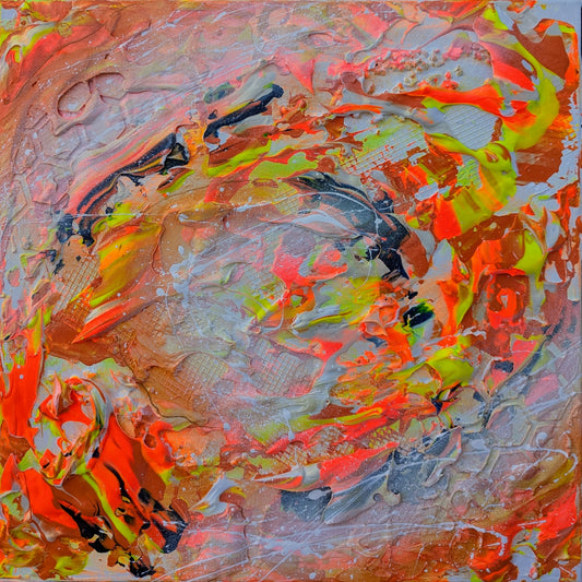 Toile abstraite ''Feu, feu joli feu''