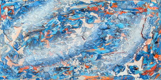 Toile abstraite ''Nagez, nagez petits poissons''