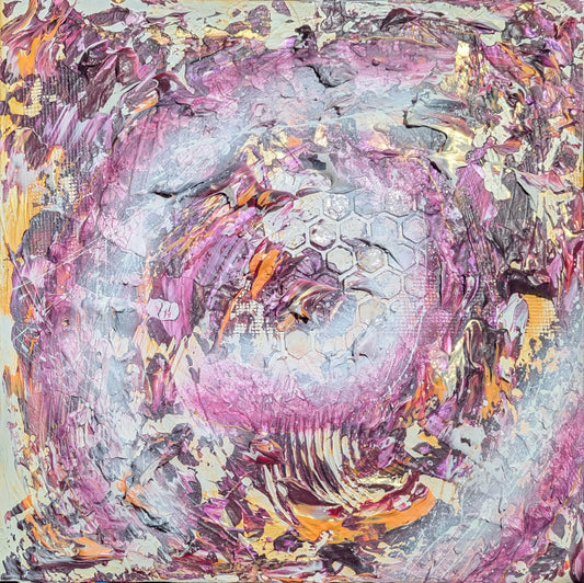 Toile abstraite ''Champs de fleurs au soleil''