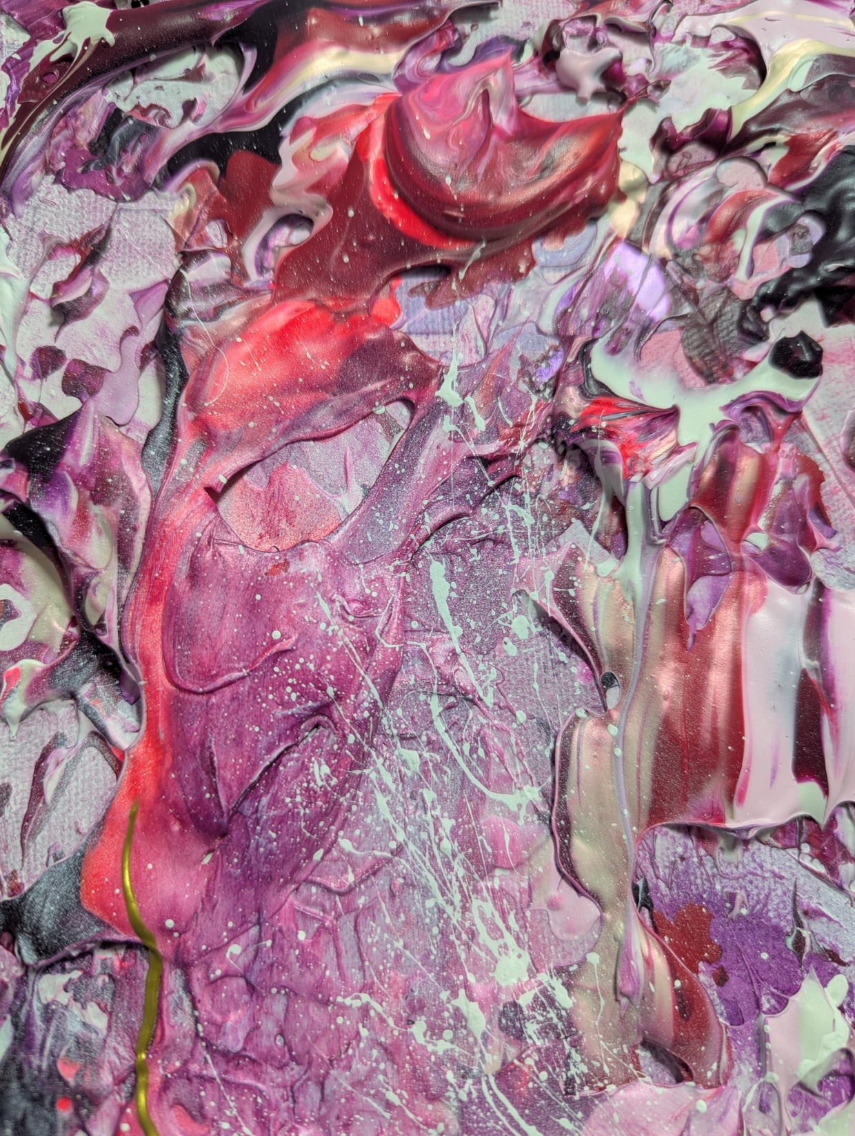 Toile abstraite ''Cueillette de framboises''