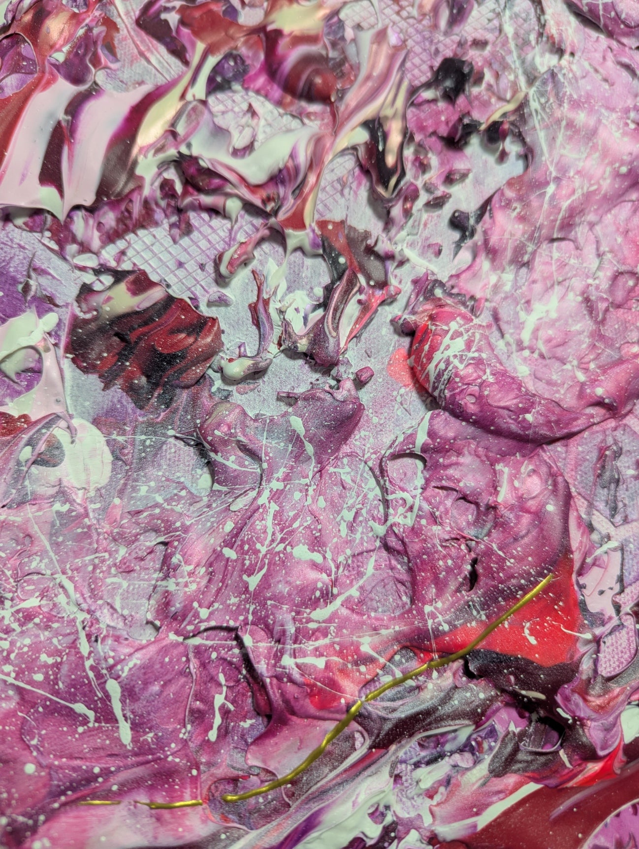 Toile abstraite ''Cueillette de framboises''