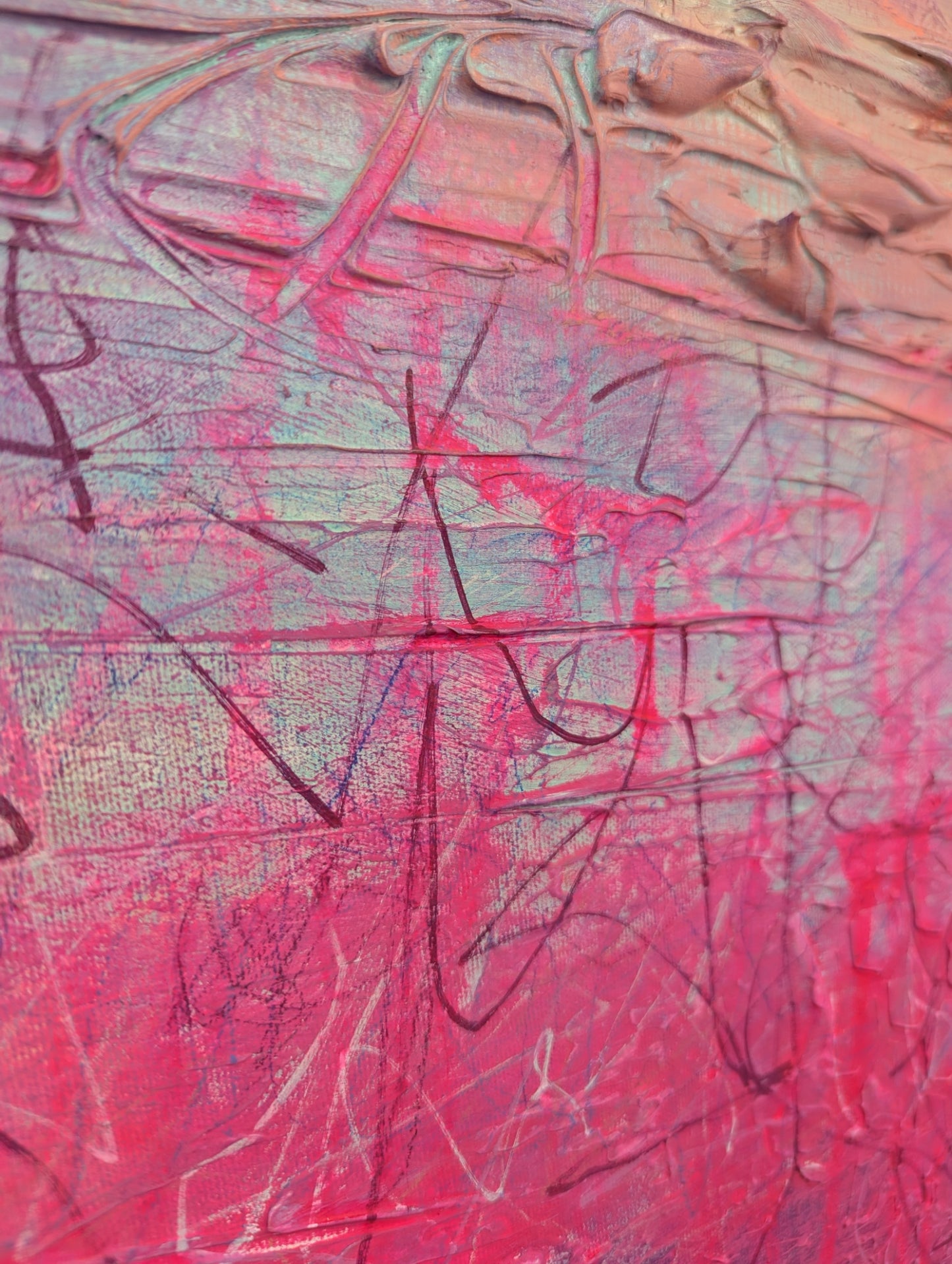 Toile abstraite ''Rose pêche''