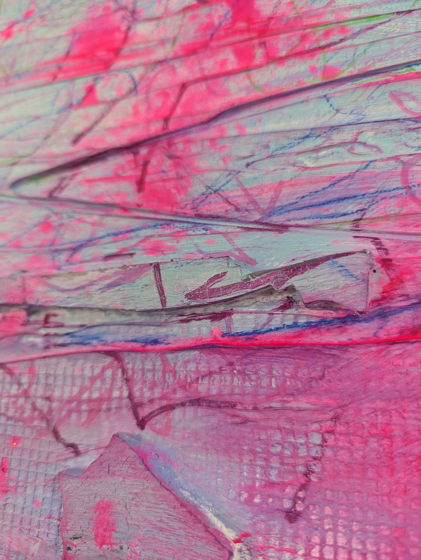 Toile abstraite ''Rose pêche''