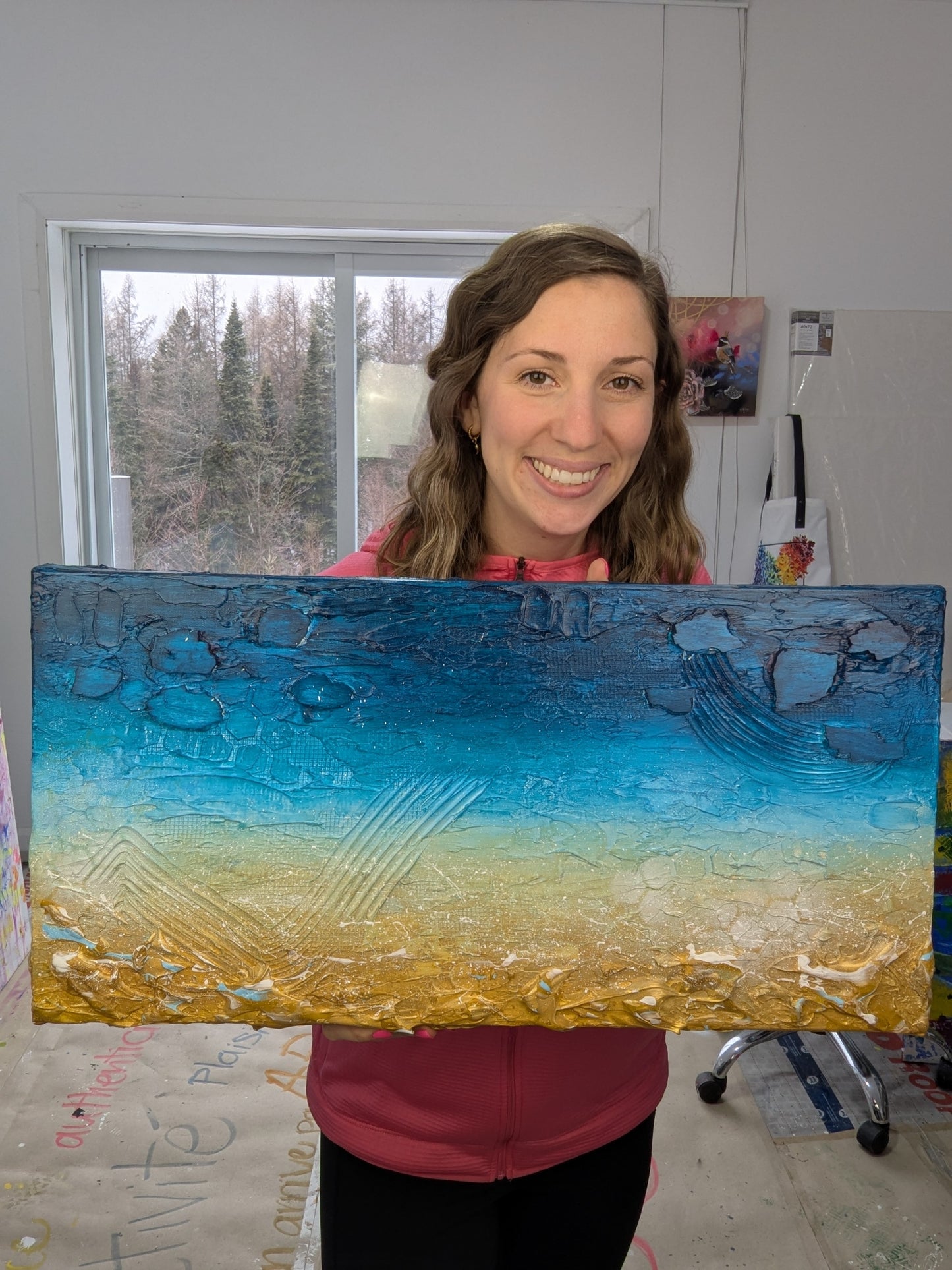 Toile abstraite ''N'oublie pas ta crème solaire''