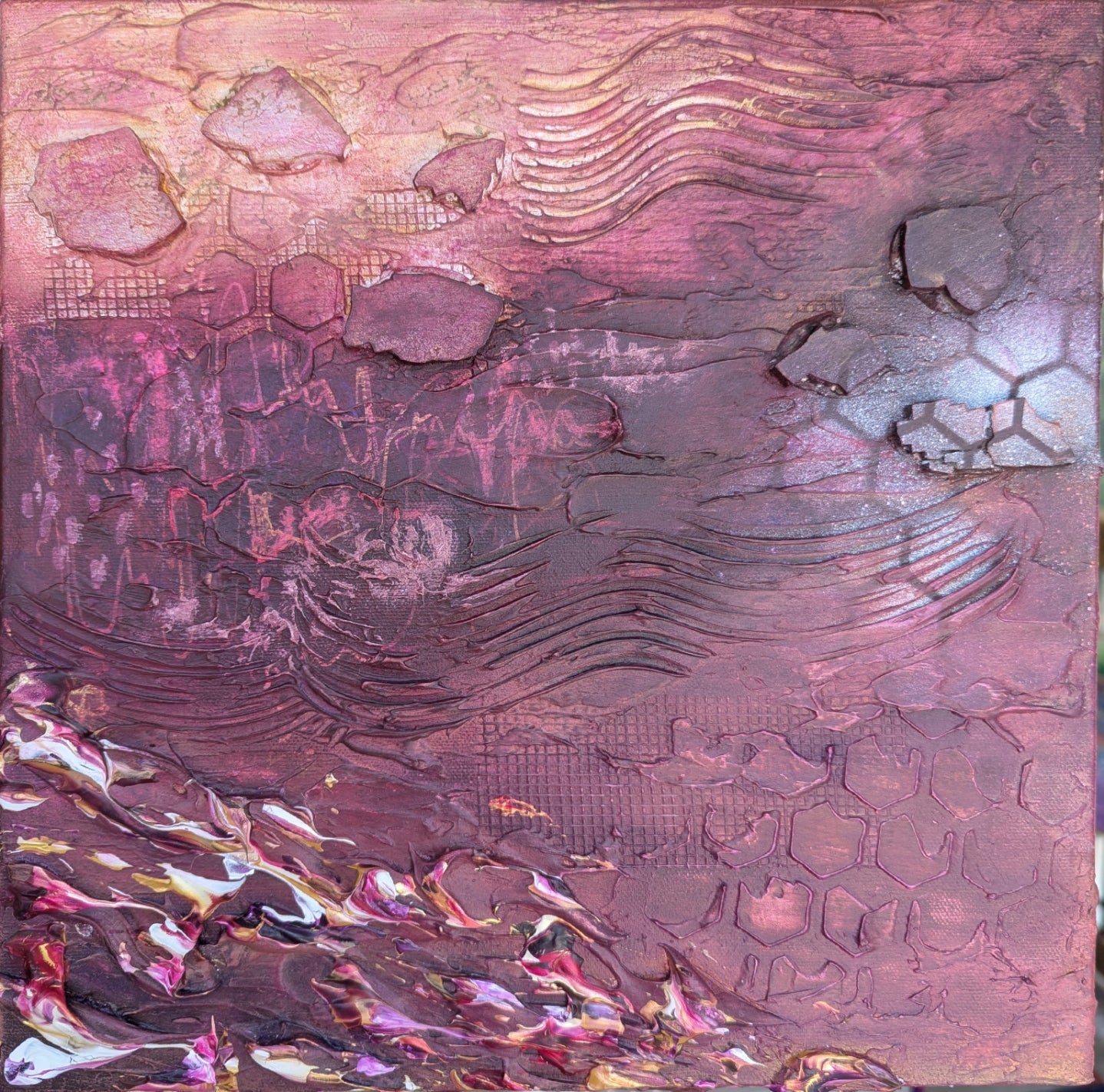 Toile abstraite ''L'histoire mystérieuse''