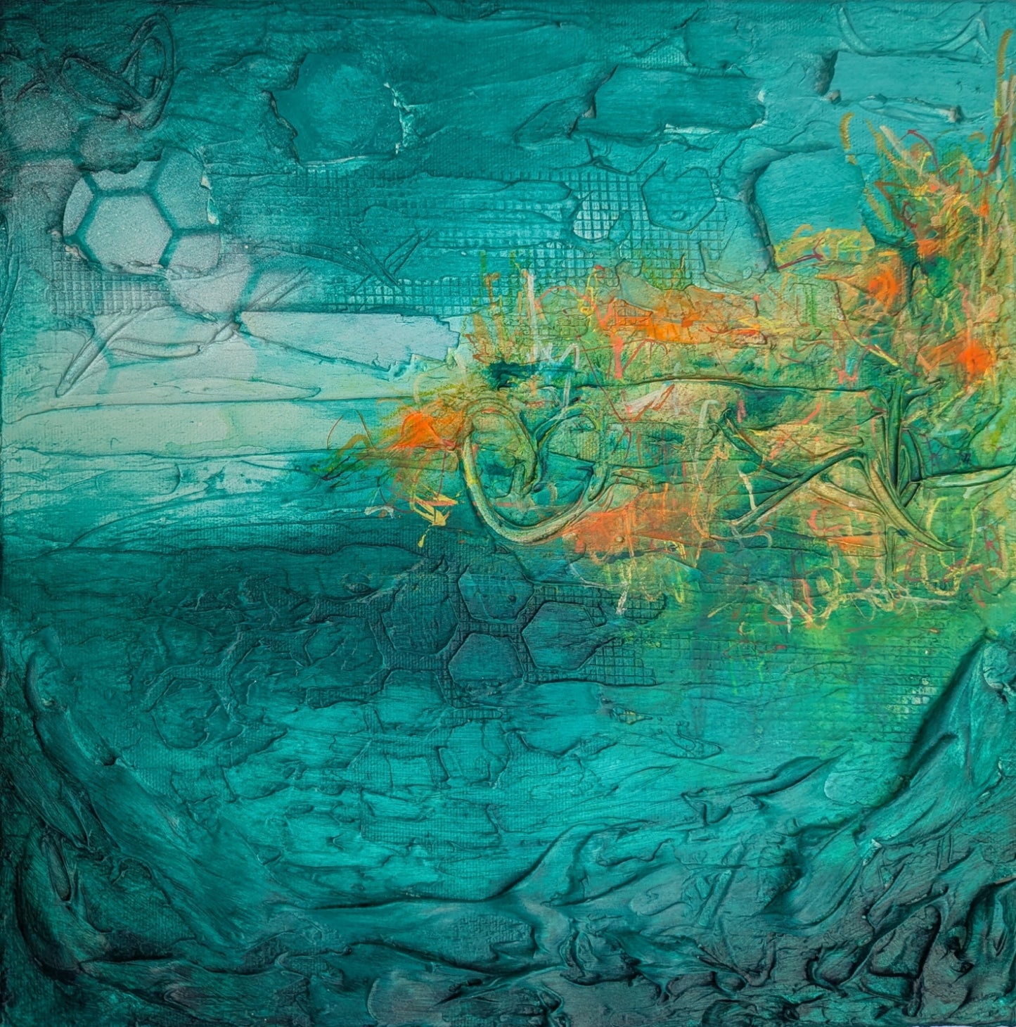 Toile abstraite ''Les nénuphars''