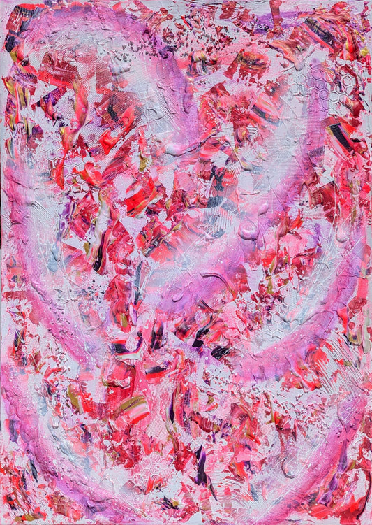 Toile abstraite ''Viens cueillir un iris avec moi''