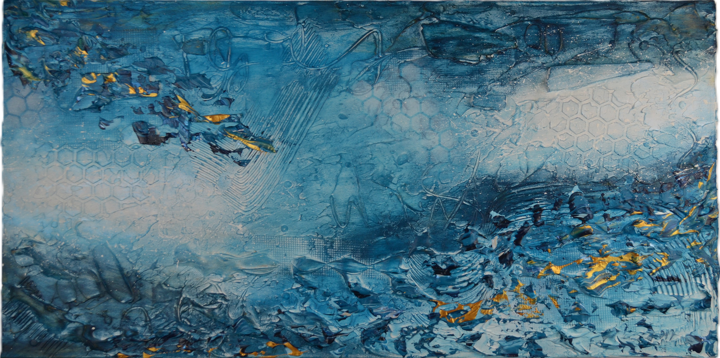 Toile abstraite ''Banc de poissons''