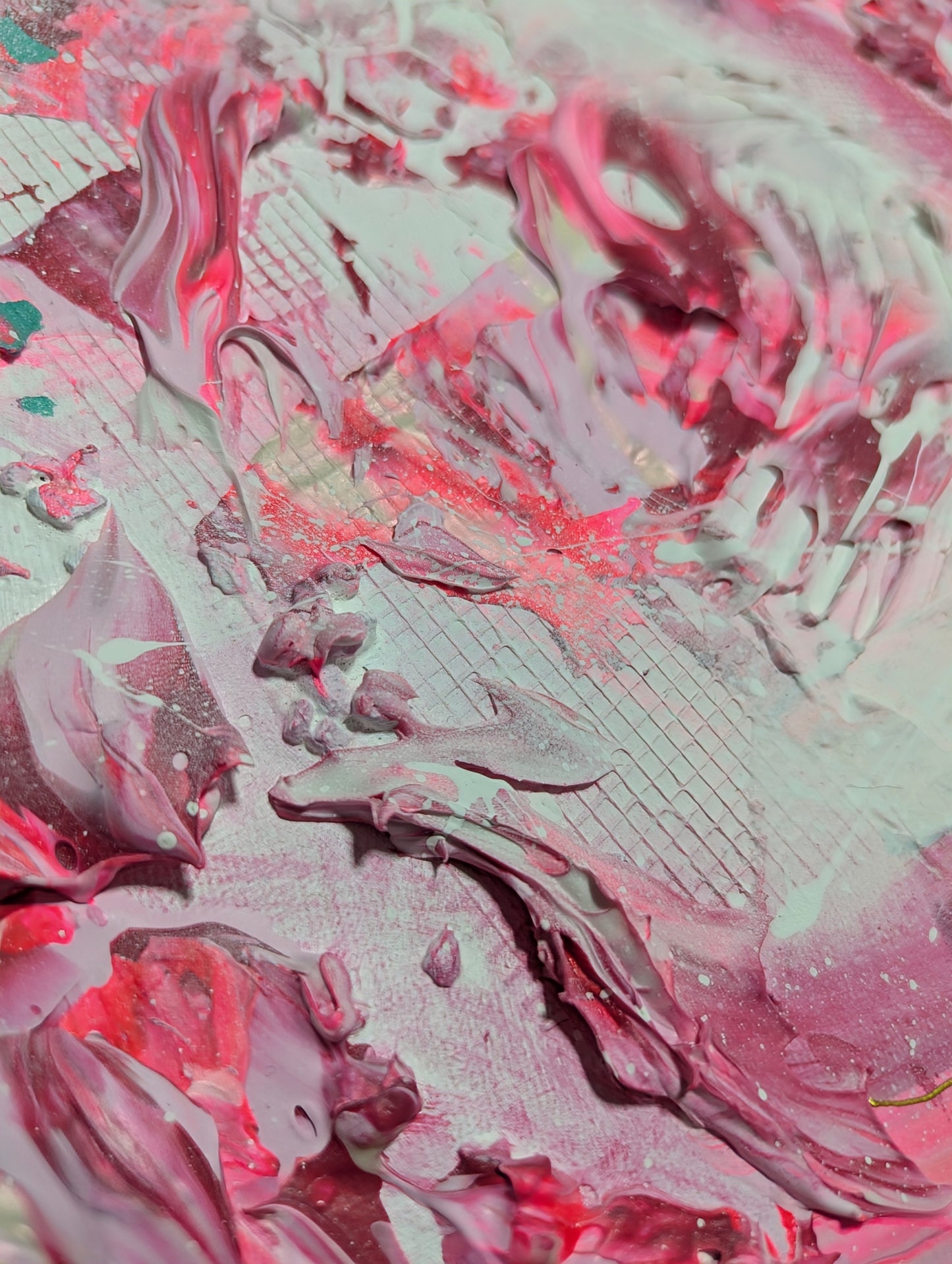 Toile abstraite ''J'aime les fraises''
