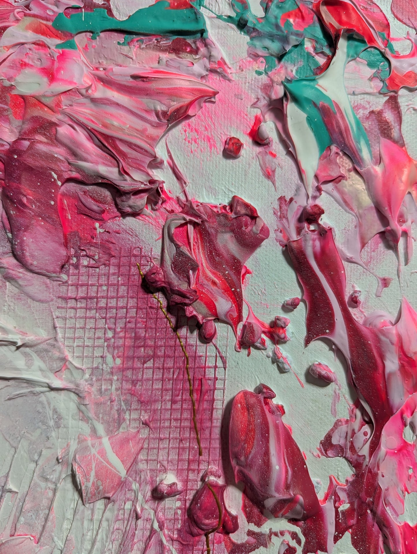 Toile abstraite ''J'aime les fraises''