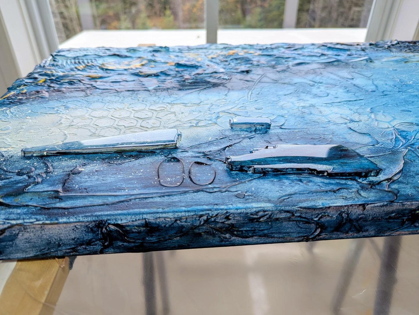 Toile abstraite ''Banc de poissons''