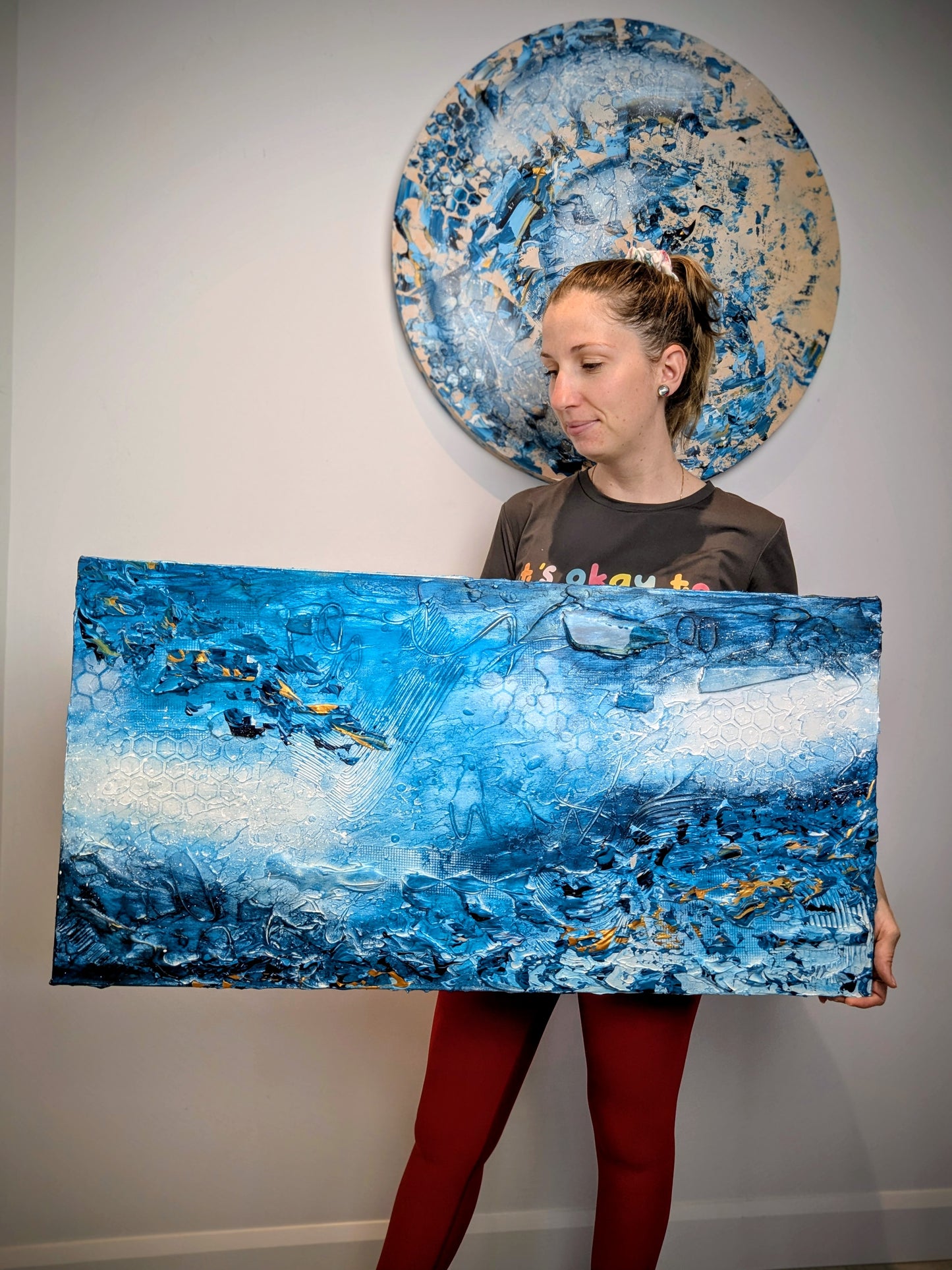 Toile abstraite ''Banc de poissons''